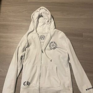 White Chrome Hearts zip-up hoodie